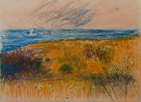 Bord de mer en été, oeuvre de Lyne Seybel, collection Marines, Pastel, 50x65 cm