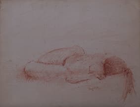 Abandon, oeuvre de Lyne Seybel, collection Nus, Sanguine, 25x32.5 cm