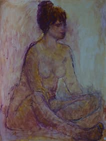 Tendresse, oeuvre de Lyne Seybel, collection Nus, Gouache sur papier, 65x50 cm