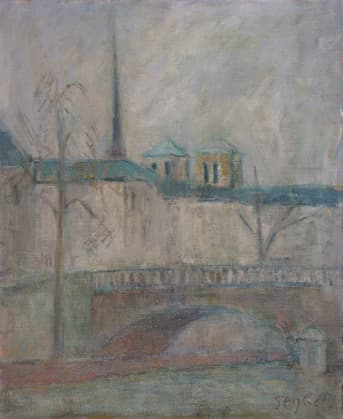 Paris la Sainte Chapelle, oeuvre de Lyne Seybel, collection Paris, Huile, 92x73 cm