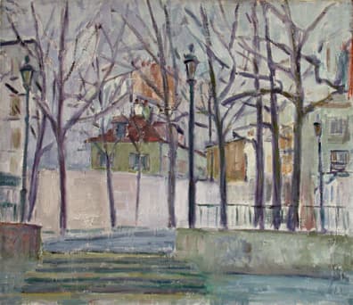 Le Bateau lavoir à Montmartre, oeuvre de Lyne Seybel, collection Paris, Huile, 46X55 cm