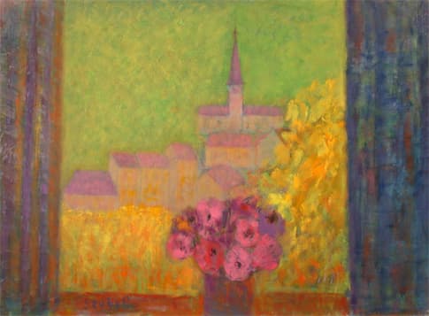 Soir d'été, oeuvre de Lyne Seybel, collection Paysages, Huile, 73x100 cm