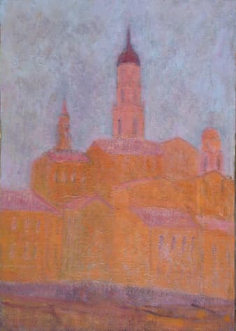 Villefranche, oeuvre de Lyne Seybel, collection Paysages, Huile sur toile, 65x46 cm