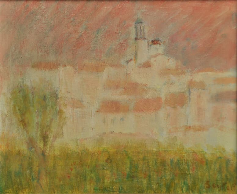 Villecroze en Provence, oeuvre de Lyne Seybel, collection Paysages, Huile sur toile, 36x48 cm