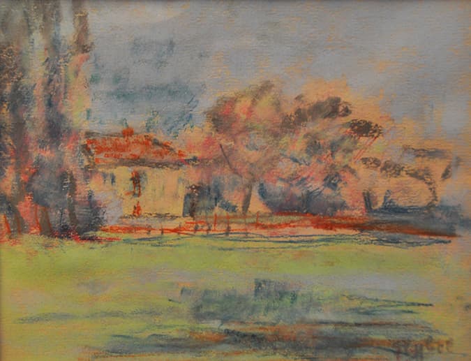 Printemps, oeuvre de Lyne Seybel, collection Paysages, Pastel, 16x21 cm