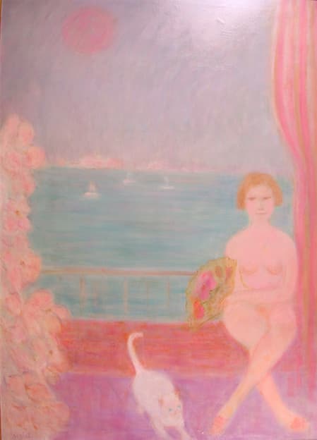 La dame du lac, oeuvre de Lyne Seybel, collection Scènes de genres, Huile, 162x114 cm