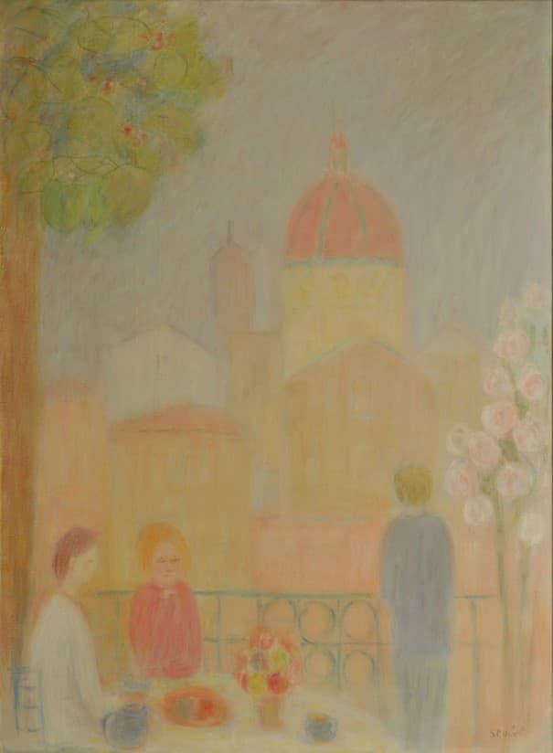 Escapade en Toscane, oeuvre de Lyne Seybel, collection Scènes de genres, Huile, 130x97 cm