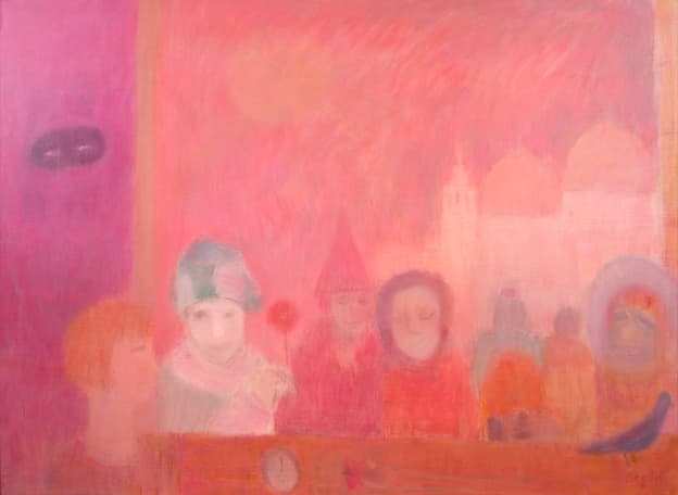 Minuit Carnaval, oeuvre de Lyne Seybel, collection Venise, Huile, 89x130 cm